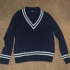 Ralph Lauren Navy Blue and Silver Sweater